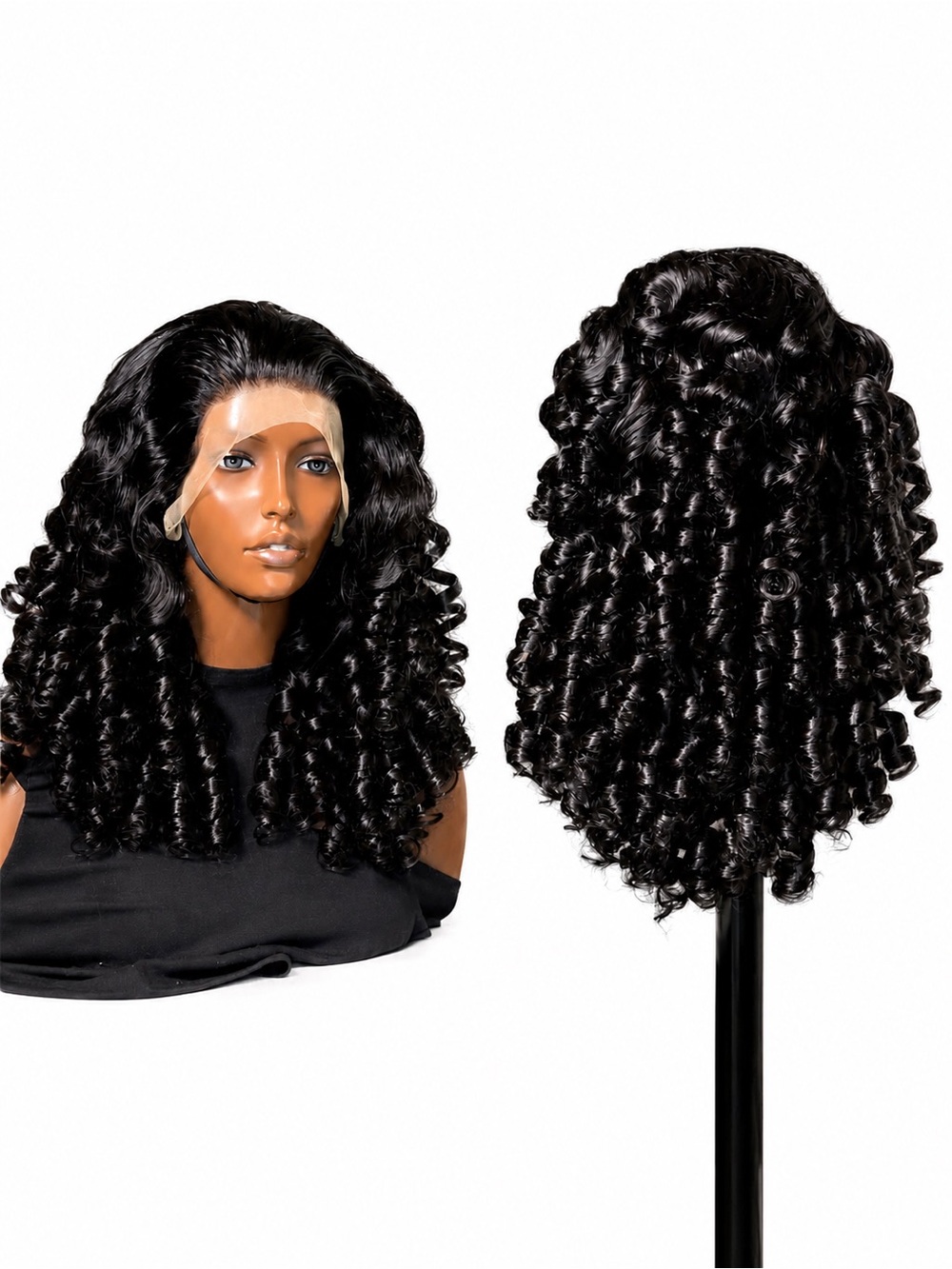 22" Loose wave Curly Lace Front Wig - Natural Black